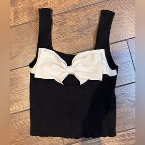 Anthropologie Maeve Black and Cream Bow Accent Women's tank top